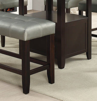 Sunvega Silver Faux Leather Upholstered Tufted Seat Counter Height Bench
