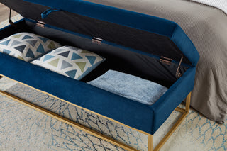 Sunvega 58.6" Contemporary Velvet Storage Bench with Button Tufted Top for Bedroom