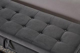 Sunvega 58.6" Contemporary Velvet Storage Bench with Button Tufted Top for Bedroom