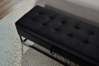 Sunvega 58.6" Contemporary Velvet Storage Bench with Button Tufted Top for Bedroom