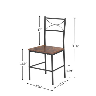 Sunvega Retro Brown Dining Table Set with Ergonomic Chairs for Kitchen and Restaurant