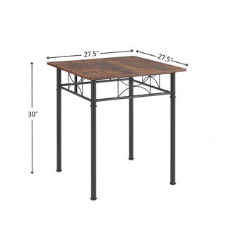 Sunvega Retro Brown Dining Table Set with Ergonomic Chairs for Kitchen and Restaurant