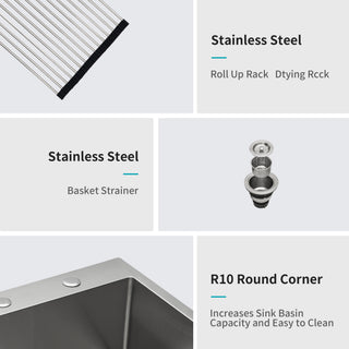 Sunvega 16 Gauge Stainless Steel Topmount Kitchen Sink Basin with Sound Proof Coating
