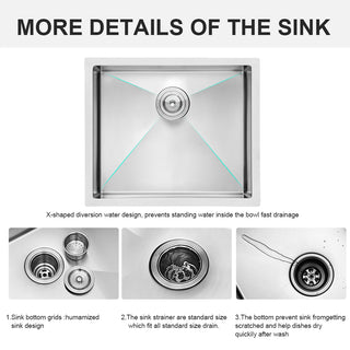 Sunvega 32x19 Inch Undermount Kitchen Sink with Superior Drainage and Soundproofing