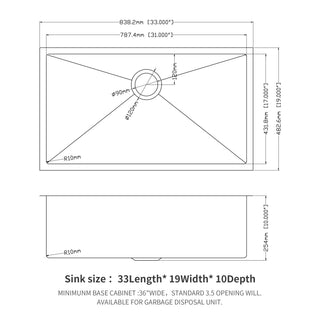 Sunvega 32x19 Inch Undermount Kitchen Sink with Superior Drainage and Soundproofing