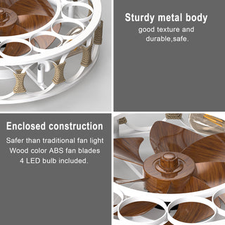 Sunvega Farmhouse Modern Caged Ceiling Fan with Lights Remote Control and 6 Speeds