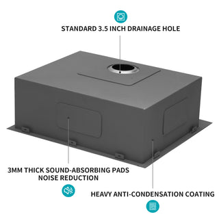 Sunvega 16 Gauge Stainless Steel Topmount Kitchen Sink Basin with Sound Proof Coating