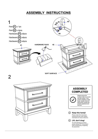 Sunvega Contemporary Gray Nightstand with Pewter Bar Pulls and Crown Molding Details