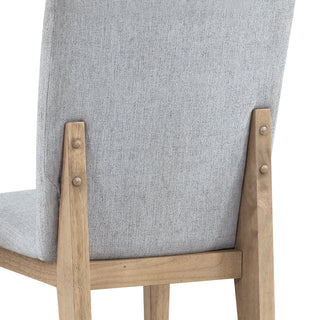 Sunvega Set of 2 Gray Linen Fabric Dining Chairs with Cushioned Seat and Backrest