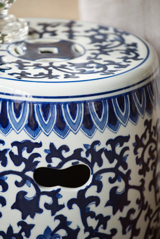 Sunvega Blue Capiz Inlay Tapered Hexagon Accent Stool for Bedrooms