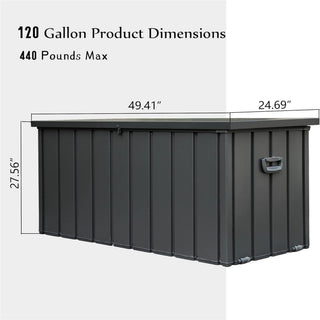 Sunvega 120 Gallon All-Weather Waterproof Lockable Outdoor Metal Storage Box with Wheels
