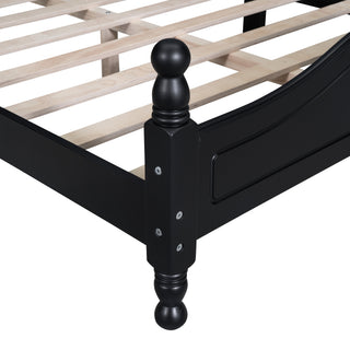 Sunvega Retro Full Size Wood Platform Bed Frame with Slat Support Black