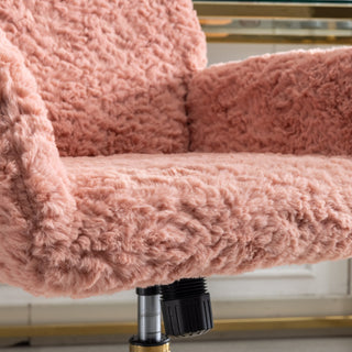Sunvega Plush Faux Alpaca Fabric Double Cushion Wide 26.4 Inch Office Chair