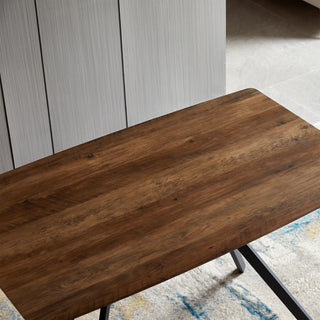 Sunvega Modern Minimalist Dining Table with MDF Wooden Top and Black Metal Legs