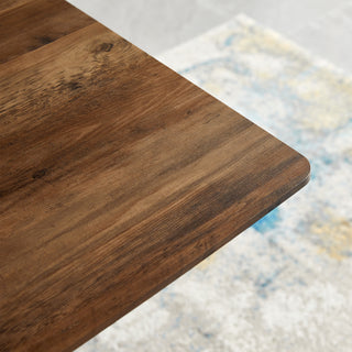 Sunvega Modern Minimalist Dining Table with MDF Wooden Top and Black Metal Legs