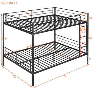 Sunvega Full Over Full Metal Bunk Bed with Chrome Finish and Guardrails