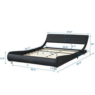 Sunvega Faux Leather Upholstered Queen Size Platform Bed Frame with RGB LED Lighting