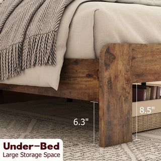 Sunvega Queen Wood Platform Bed Frame with Storage Headboard and 2 USB Ports