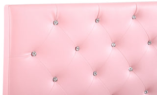 Sunvega Pink Faux Leather Tufted Panel Headboard with Adjustable Height