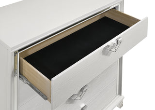 Sunvega Modern White Nightstand with LED Glow and V-Shape Handles