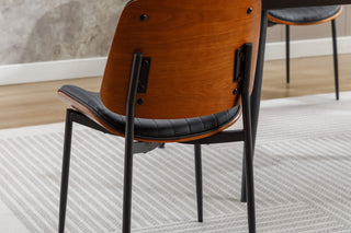 Sunvega Mid Century Modern Retro Faux Leather Dining Chairs with Bentwood Seat