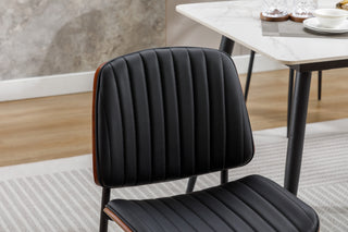 Sunvega Mid Century Modern Retro Faux Leather Dining Chairs with Bentwood Seat