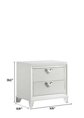 Sunvega Modern White Nightstand with LED Glow and V-Shape Handles