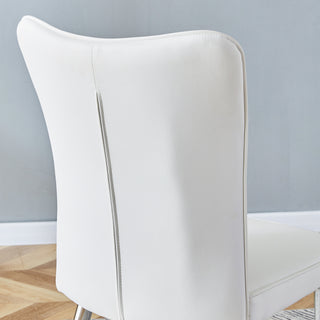 Sunvega Modern Black PU Chairs with Ergonomic Backrest and Metal Legs for Living Room