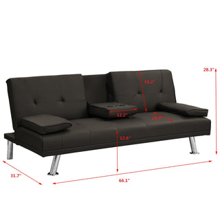 Sunvega Multifunctional Sofa Bed with Armrest Holders Wood Frame Stainless Leg