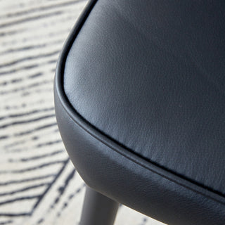 Sunvega Modern Black PU Chairs with Ergonomic Backrest and Metal Legs for Living Room
