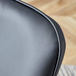 Sunvega Modern Black PU Chairs with Ergonomic Backrest and Metal Legs for Living Room