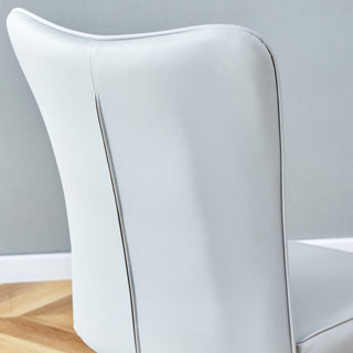 Sunvega Modern Black PU Chairs with Ergonomic Backrest and Metal Legs for Living Room