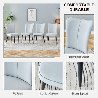 Sunvega Modern Black PU Chairs with Ergonomic Backrest and Metal Legs for Living Room
