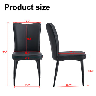 Sunvega Modern Black PU Chairs with Ergonomic Backrest and Metal Legs for Living Room