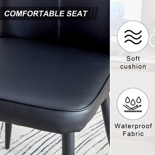Sunvega Modern Black PU Chairs with Ergonomic Backrest and Metal Legs for Living Room