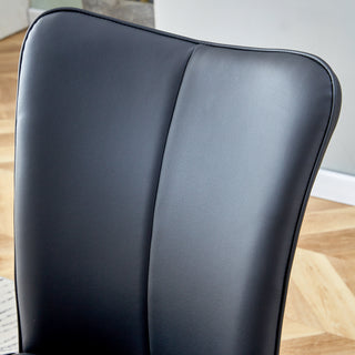 Sunvega Modern Black PU Chairs with Ergonomic Backrest and Metal Legs for Living Room