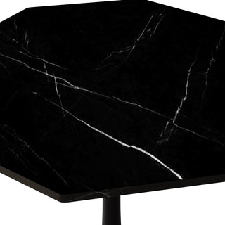 Sunvega Modern Octagonal Coffee Table with Printed Black Marble Top and Metal Base
