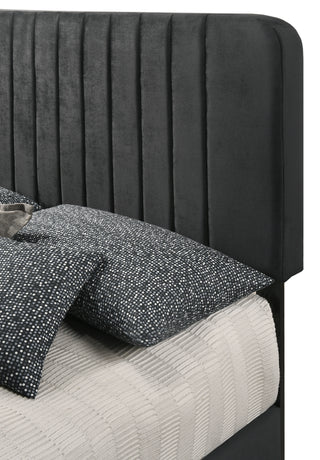 Sunvega Full Bed with Chic Tufted Headboard and Vibrant Blue Hue in One Box