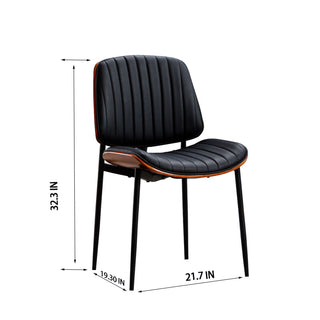 Sunvega Mid Century Modern Retro Faux Leather Dining Chairs with Bentwood Seat