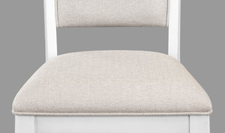 Sunvega Transitional White Finish Upholstered Counter-Height Dining Bench with Linen Look Fabric