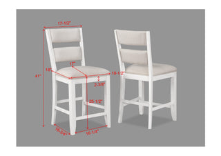Sunvega Transitional White Finish Upholstered Counter-Height Dining Bench with Linen Look Fabric
