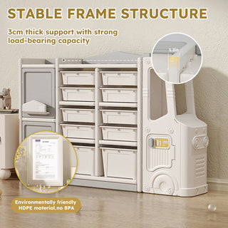 Sunvega Kids Toy Storage Cabinet with Wheels and Removable Bins