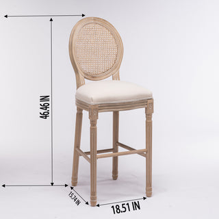 Sunvega French Style Solid Wood Frame Linen Fabric Oval Back Dining Chairs Set of 2
