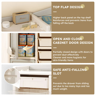 Sunvega Kids Toy Storage Cabinet with Wheels and Removable Bins