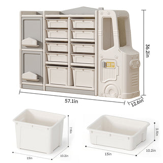 Sunvega Kids Toy Storage Cabinet with Wheels and Removable Bins