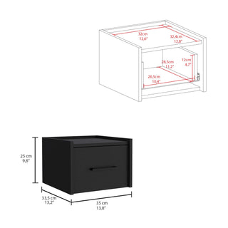 Sunvega Wall-Mounted Nightstand with Single Drawer for Bedroom or Living Room