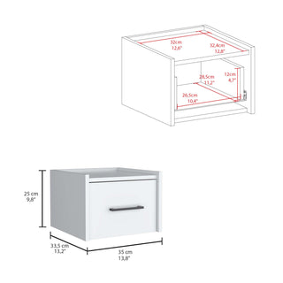 Sunvega Wall Mounted Nightstand with Drawer for Bedroom or Living Room
