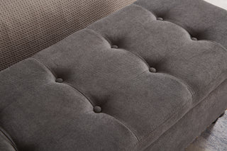 Sunvega Beige Fabric Upholstered Storage Ottoman Bench with Button Tufted Top