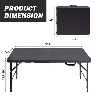 Sunvega 6ft Portable Folding Plastic Table with Waterproof Tabletop and Carry Handle
