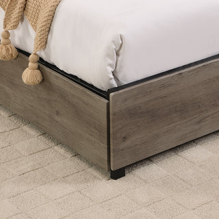 Sunvega Queen Bed Frame with Storage Headboard Charging Station and Smart LED Lights